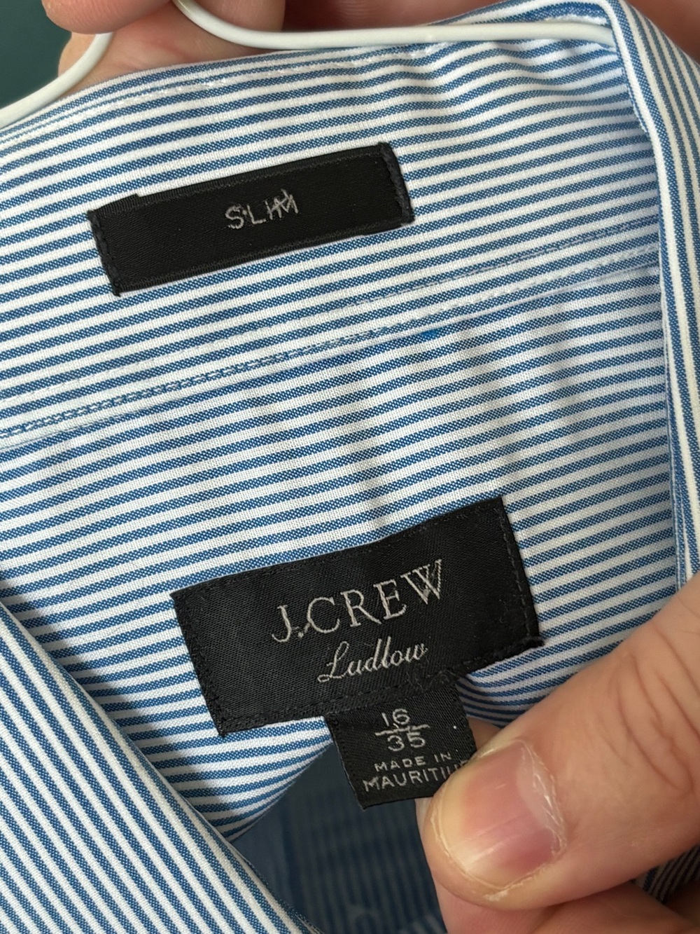 J. Crew Slim Ludlow Blue and White Striped Dress Shirt